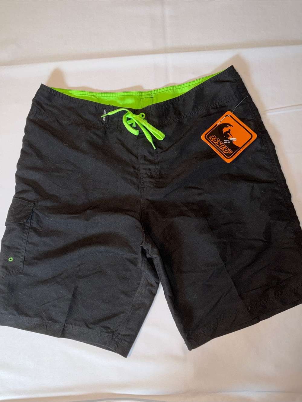 RS SURF Men's NWT Black Board Shorts Size 36